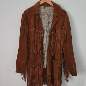 VINTAGE JO-O-KAY 60s-70s Fringed Suede Leather Jacket - Men's Sz 42